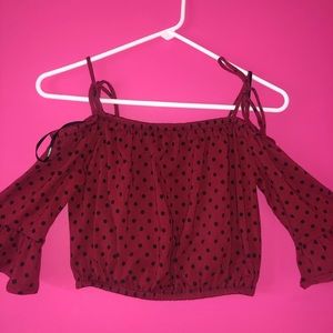 Forever 21 Polka Dot Cold Shoulder Top